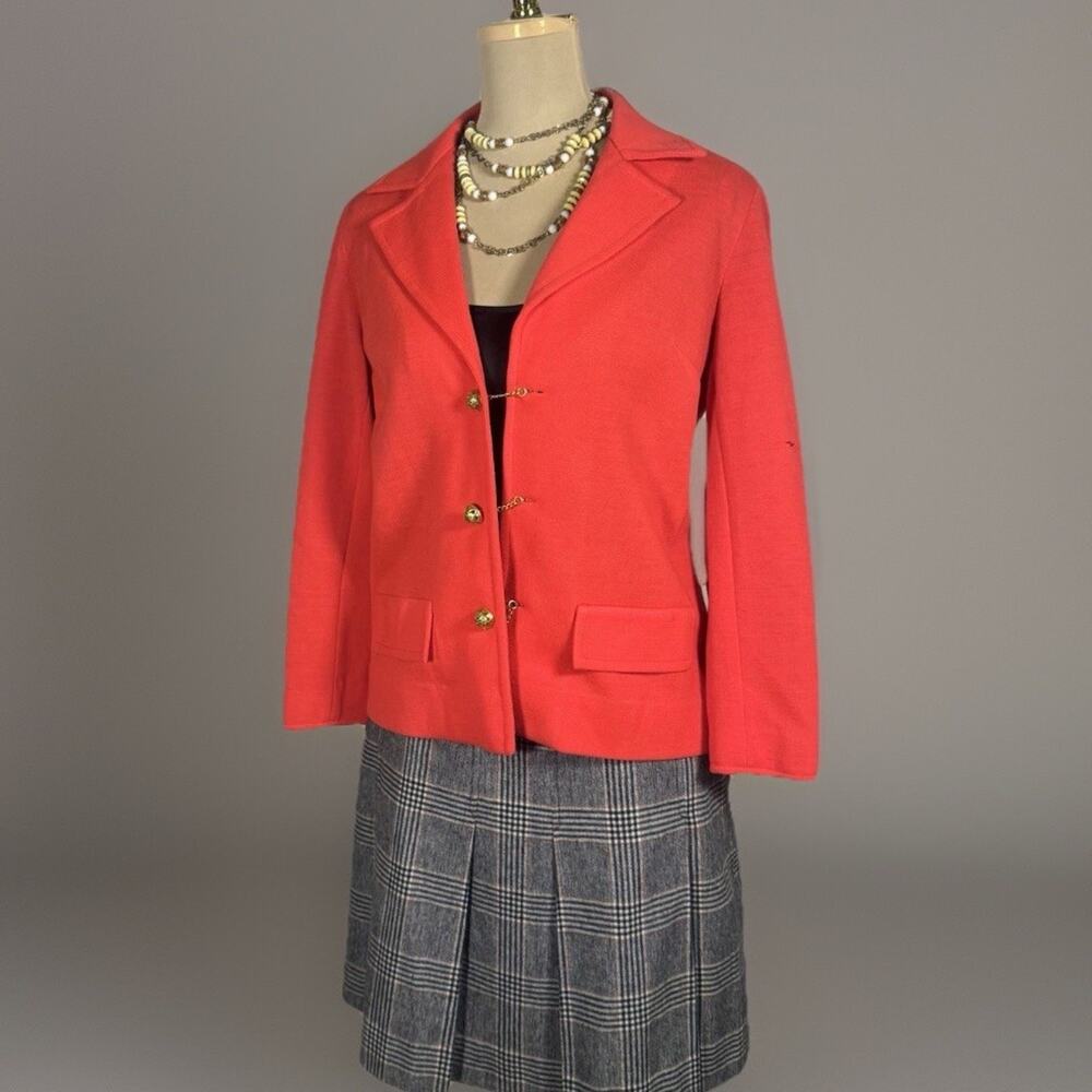 Vintage Orange 1960s Blazer | Gold Buttons | 100% Wool | British Preppy | Mod